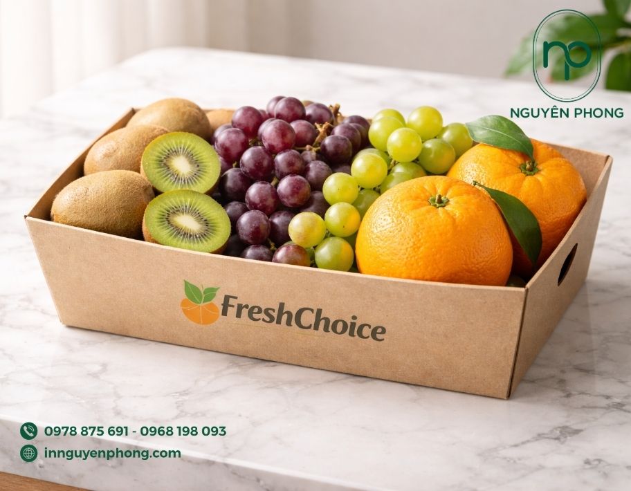 Mẫu khay đựng trái cây kraft mộc mạc 